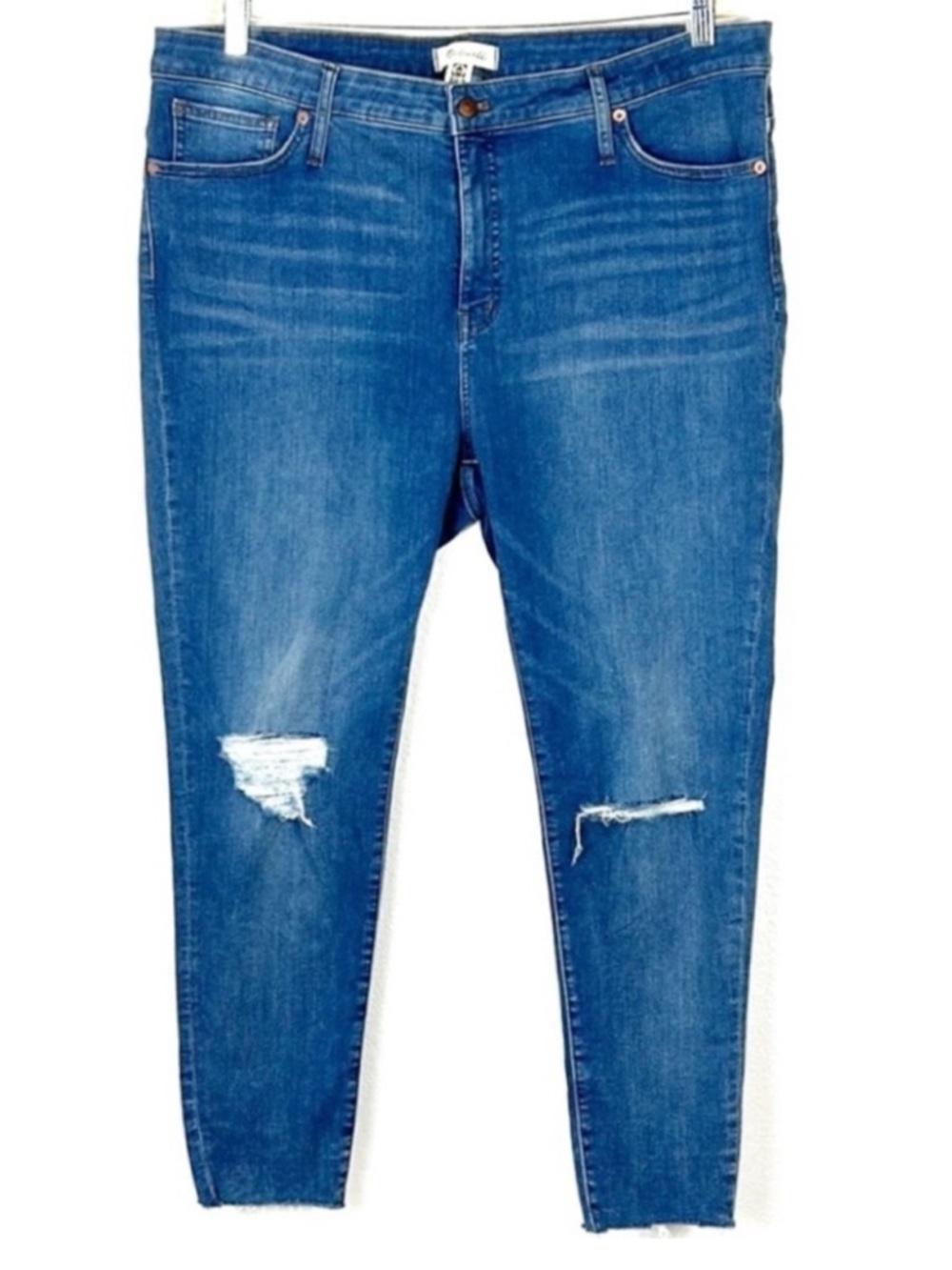 Madewell distressed raw hem stretchy cotton denim plus size jeans size  35
